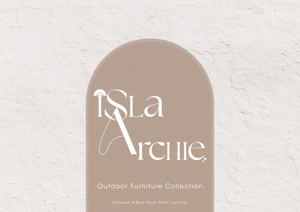 Isla Archie outdoor furniture brochure cover featuring elegant minimalist branding.