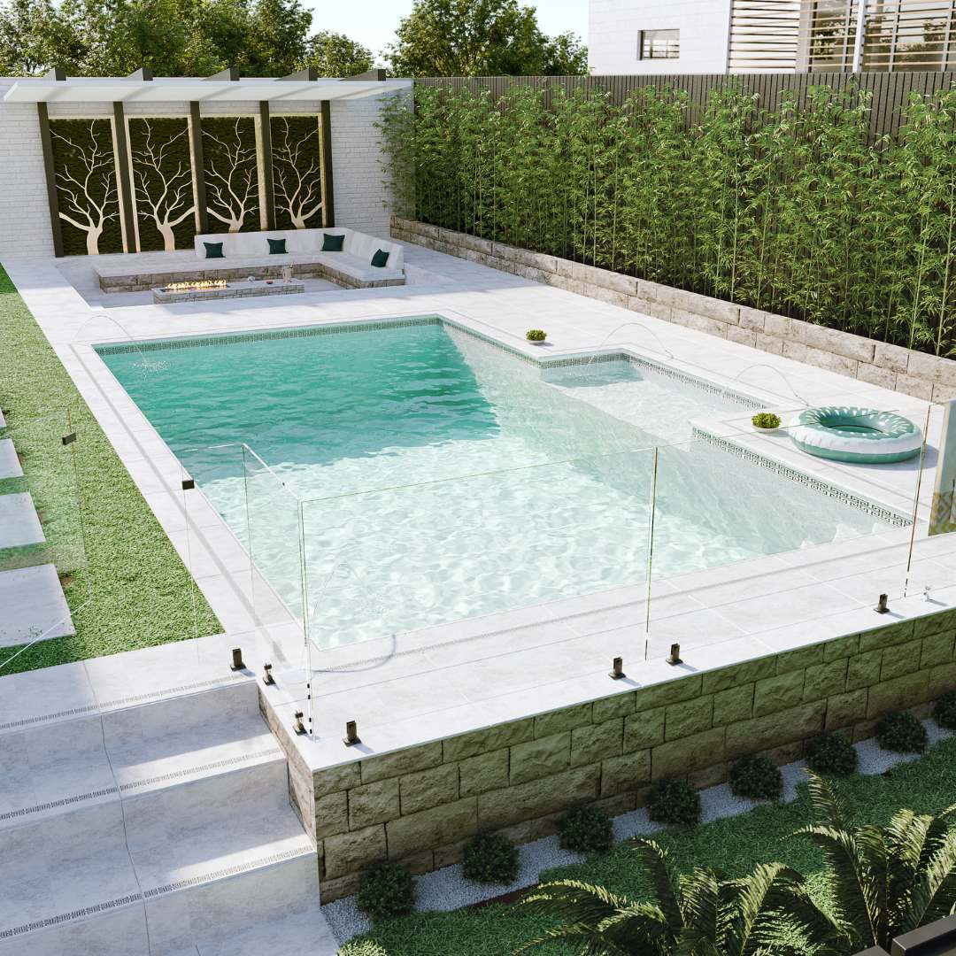 Semi Inground Concrete Pool by Blue Haven Pools