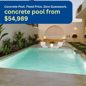 Concrete pool package design in NSW backyard