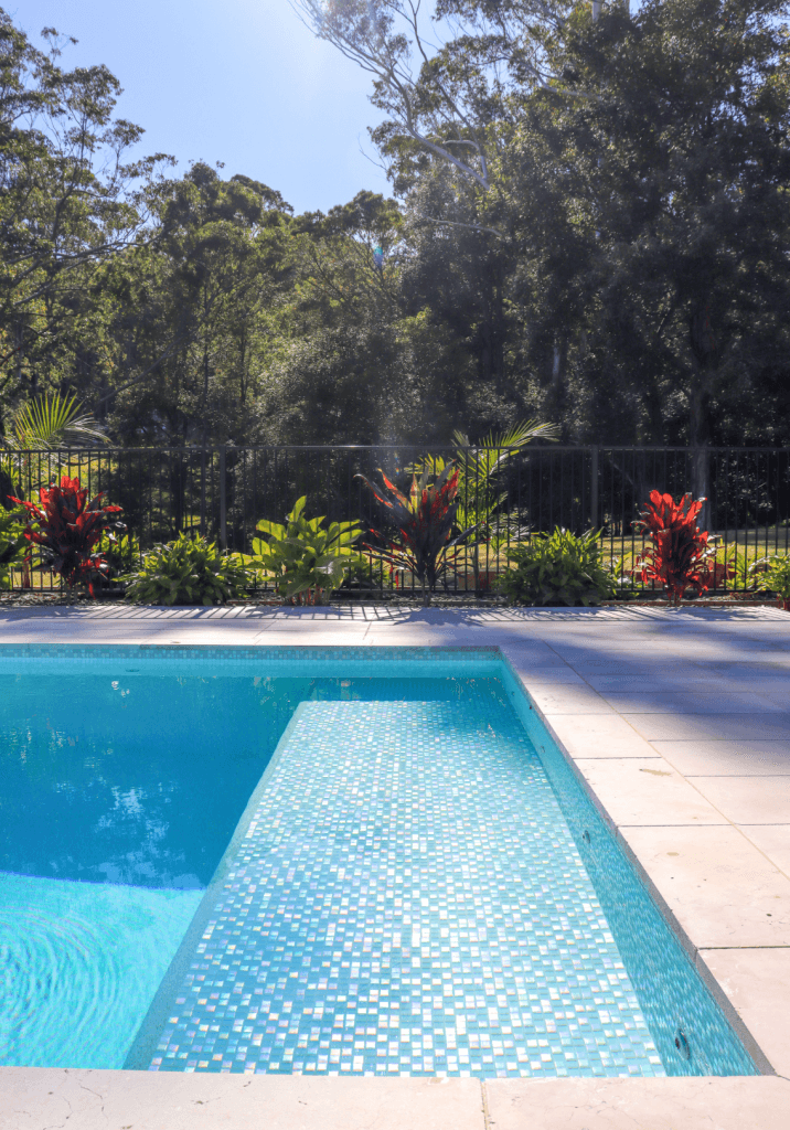 Shallow wet deck area with in-water loungers