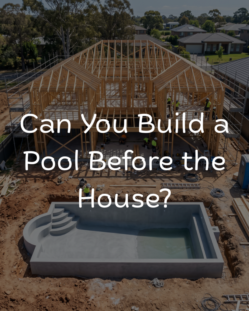 Concrete pool installed before house construction on a vacant block in Sydney