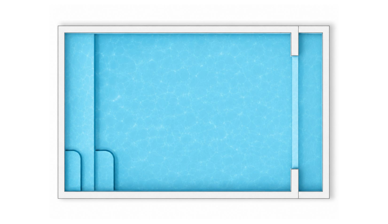 Concrete rectangular pool design with side entry steps