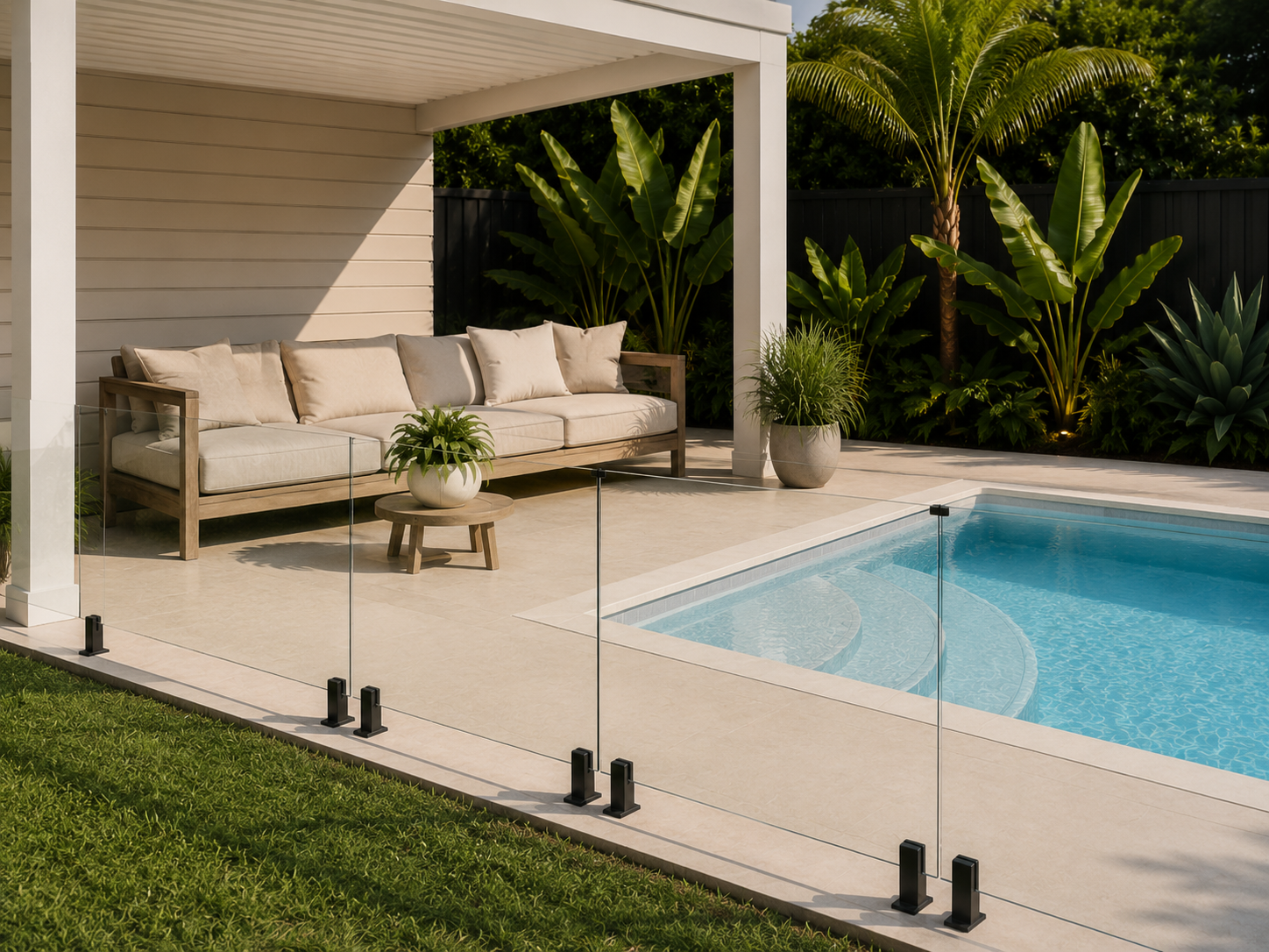 Modern concrete pool and alfresco area design for outdoor living
