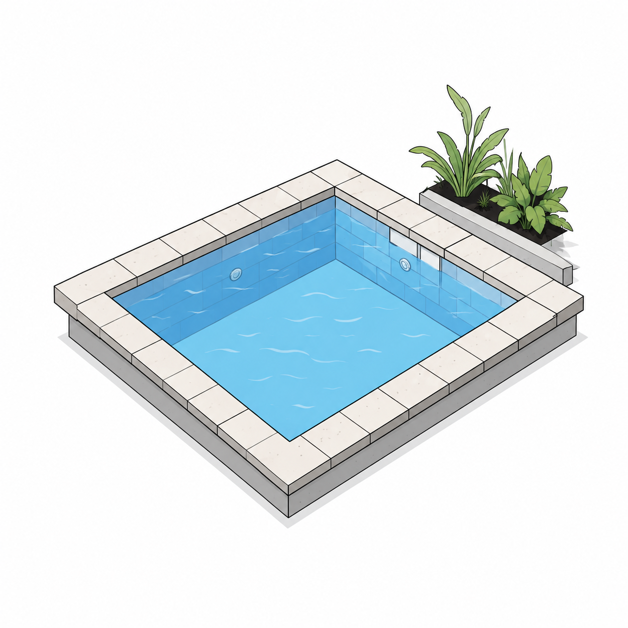 Pool coping and interior finishes being installed