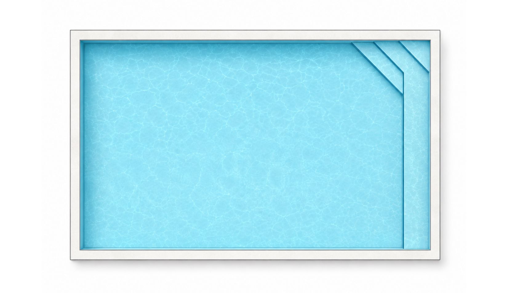 Concrete rectangular swimming pool with angled corner entry