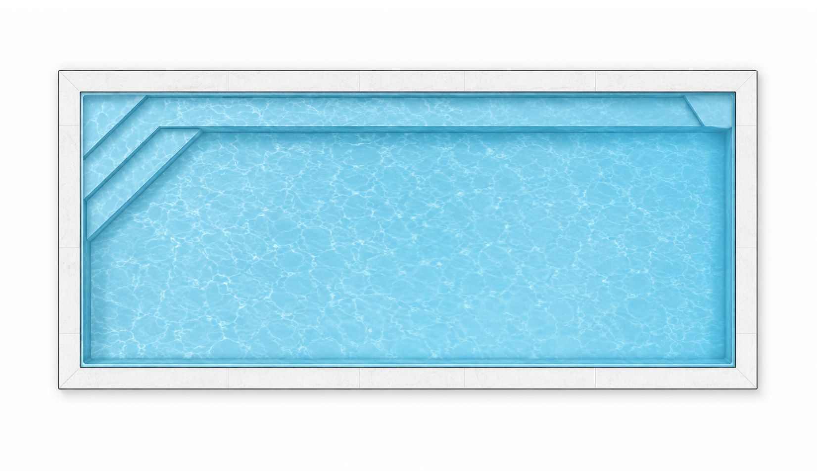 Concrete lap pool design with angled corner entry steps