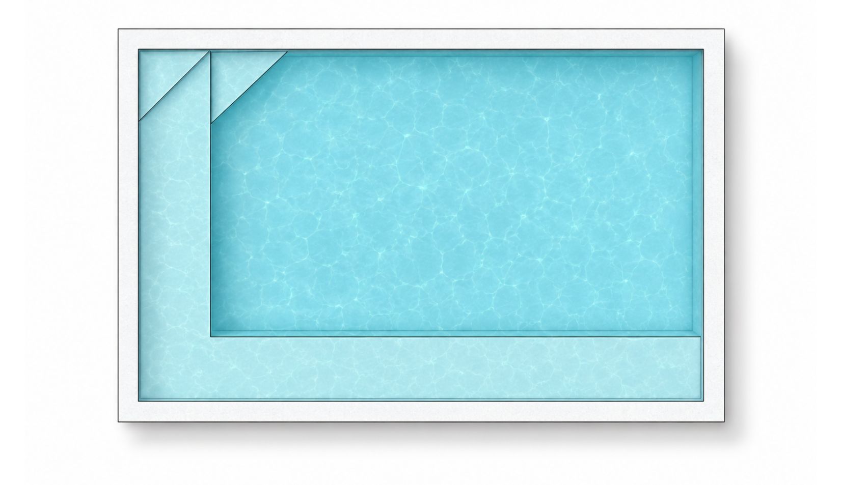 Concrete rectangular swimming pool with wraparound entry steps