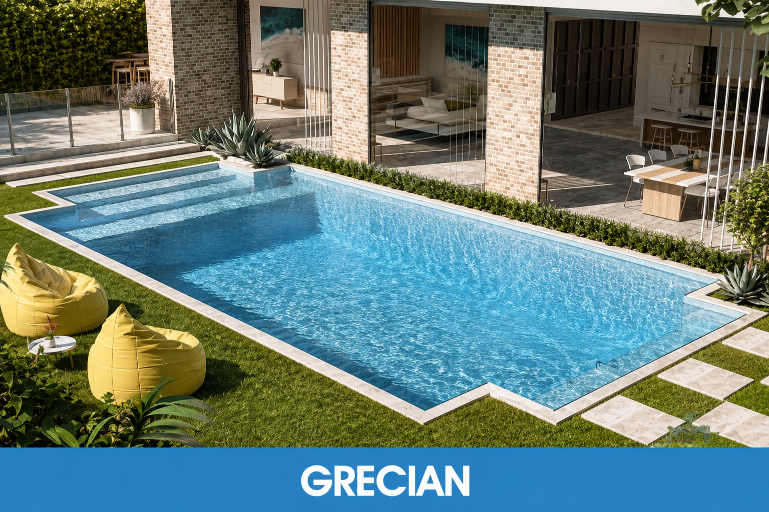Grecian style swimming pool by Blue Haven Pools