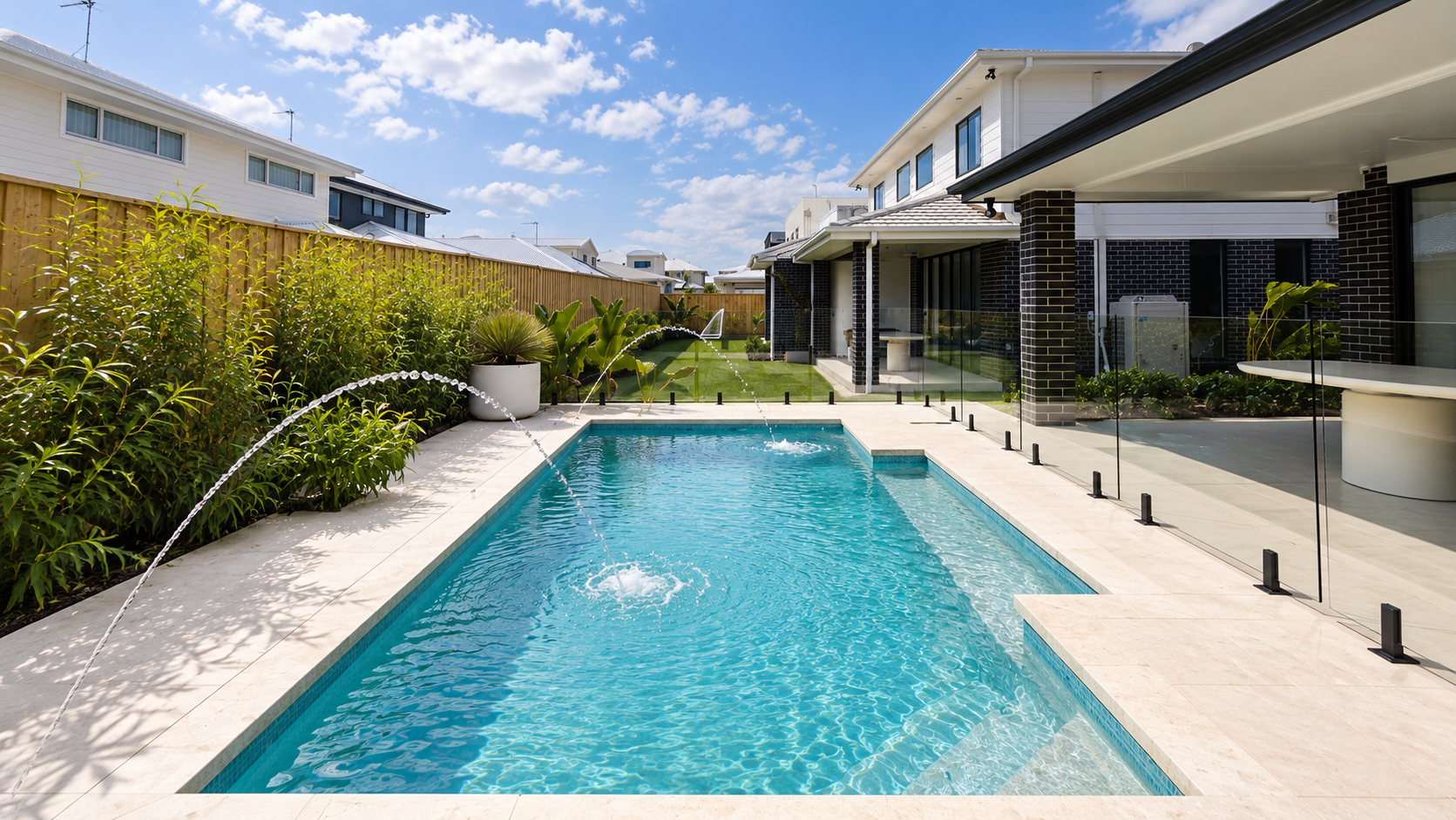 Custom concrete swimming pool project in Oran Park, South Western Sydney