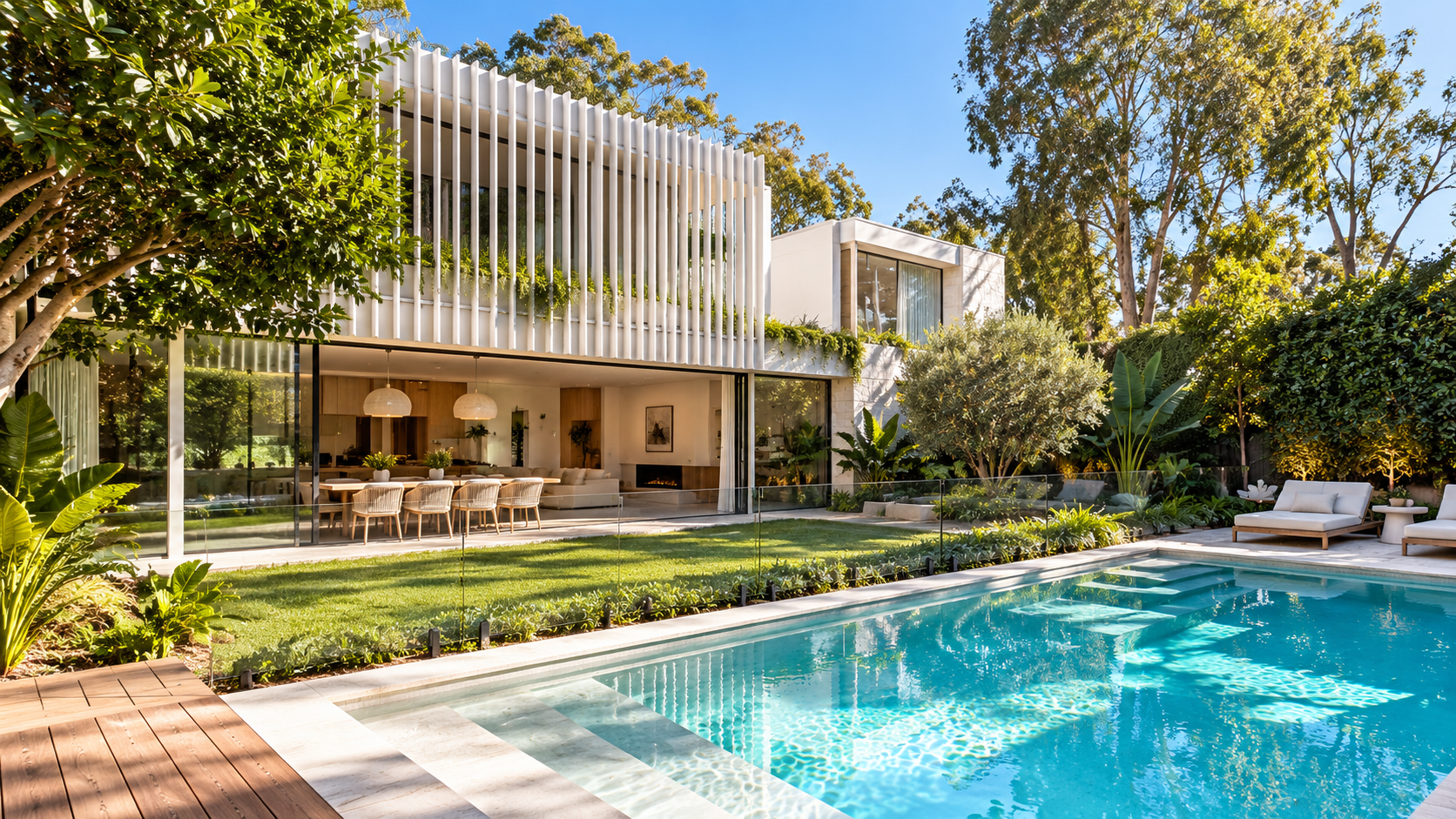 Backyard swimming pool at a home in Sydney Eastern Suburbs