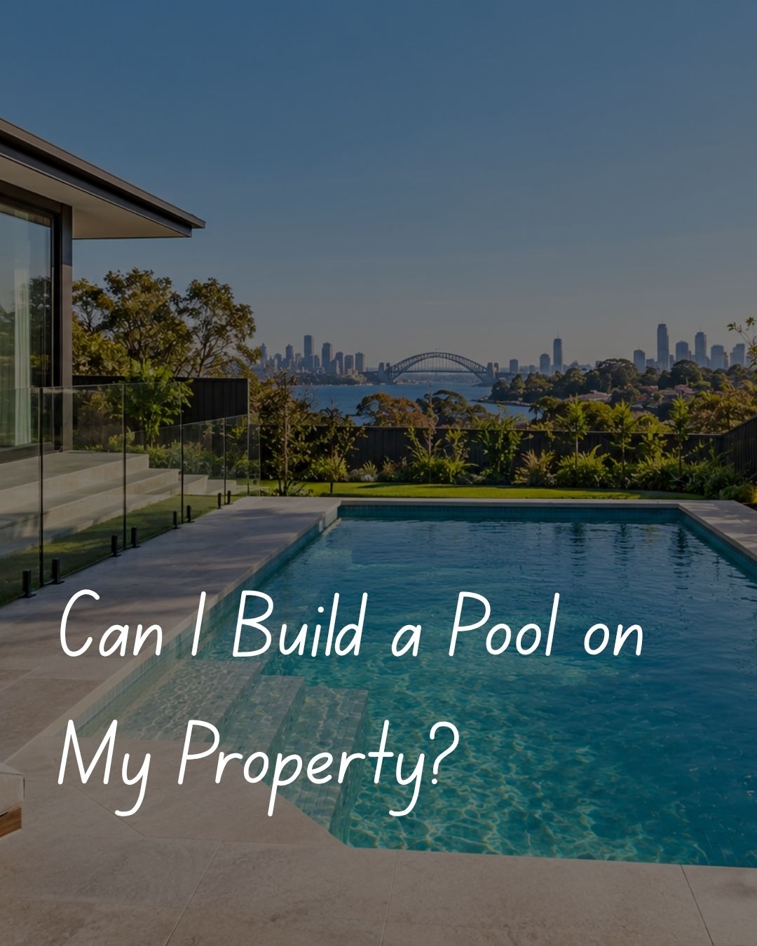 Modern swimming pool in a Sydney backyard showing how a pool can be designed around the home, landscaping and available property space.